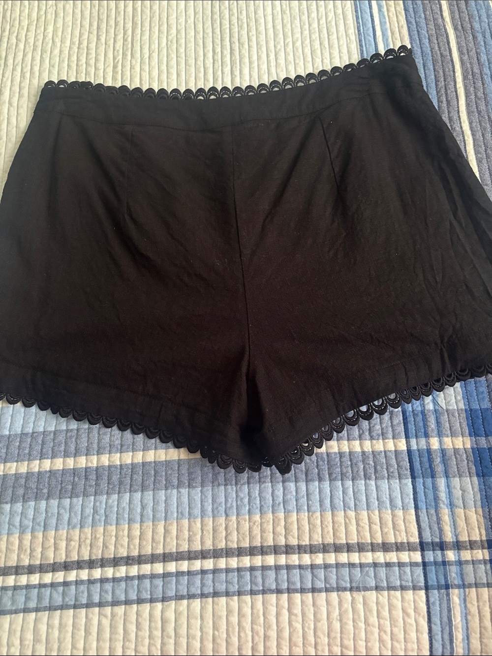 Express Black Lace-Trim Shorts with side zipper